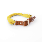 Citrus Ombre Cotton Rope Collar, Brown Trim - Lemon