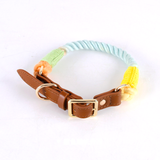Citrus Ombre Cotton Rope Collar, Brown Trim - Macaron