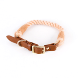 Citrus Ombre Cotton Rope Collar, Brown Trim - Powder Pink