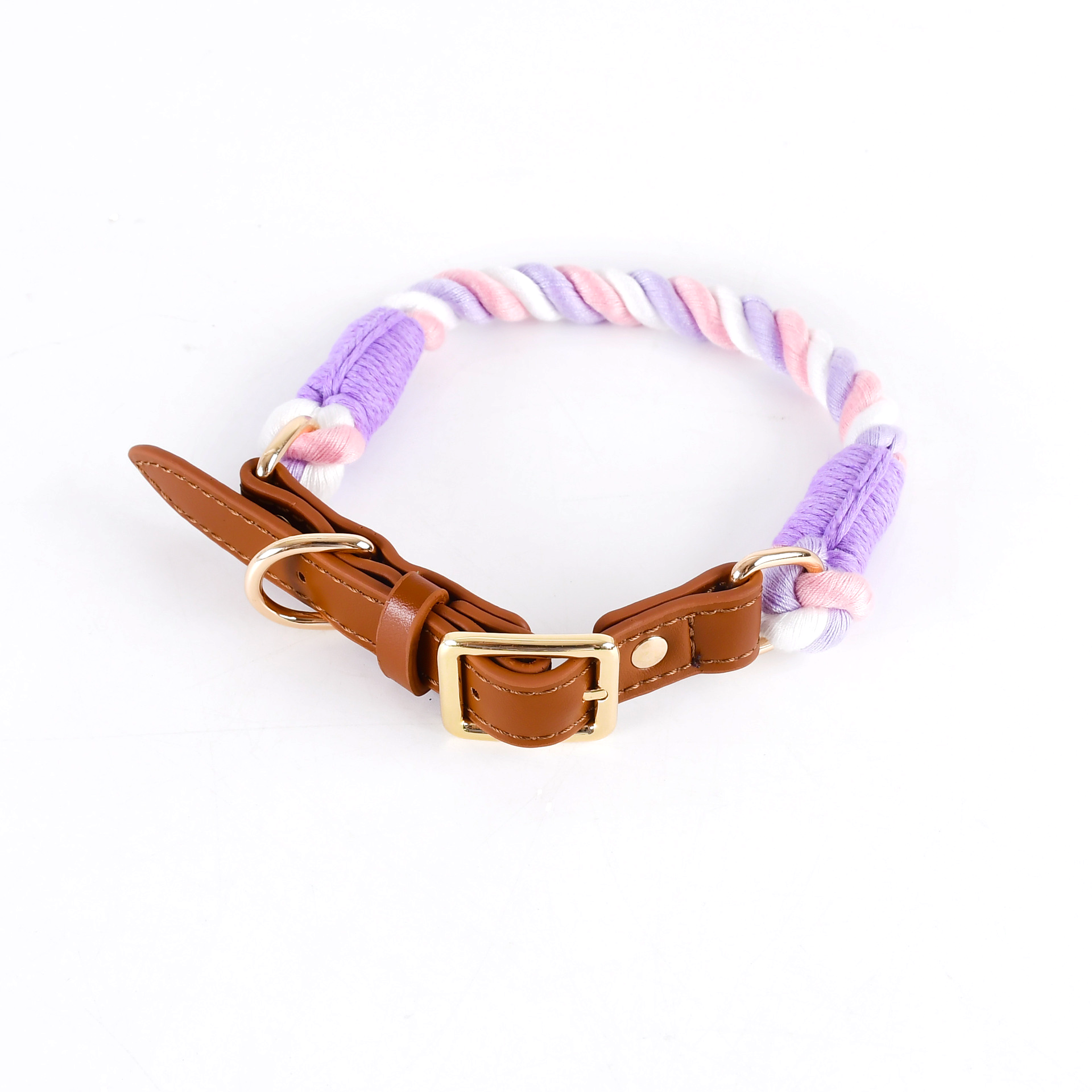 Citrus Ombre Cotton Rope Collar, Brown Trim - Unicorn