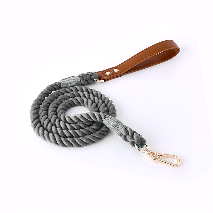 Citrus Ombre Cotton Rope Lead, Brown Trim - Charcoal