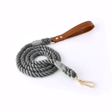 Citrus Ombre Cotton Rope Lead, Brown Trim - Charcoal