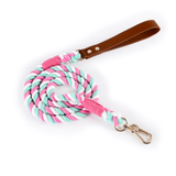 Citrus Ombre Cotton Rope Lead, Brown Trim - Cherry Blossom
