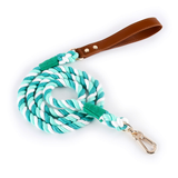 Citrus Ombre Cotton Rope Lead, Brown Trim - Fern Green