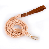 Citrus Ombre Cotton Rope Lead, Brown Trim - Powder Pink