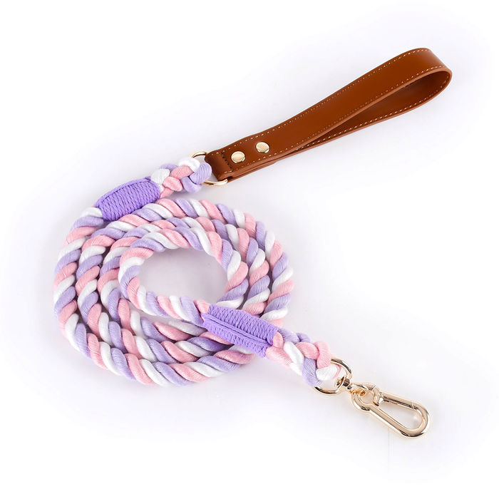 Citrus Ombre Cotton Rope Lead, Brown Trim