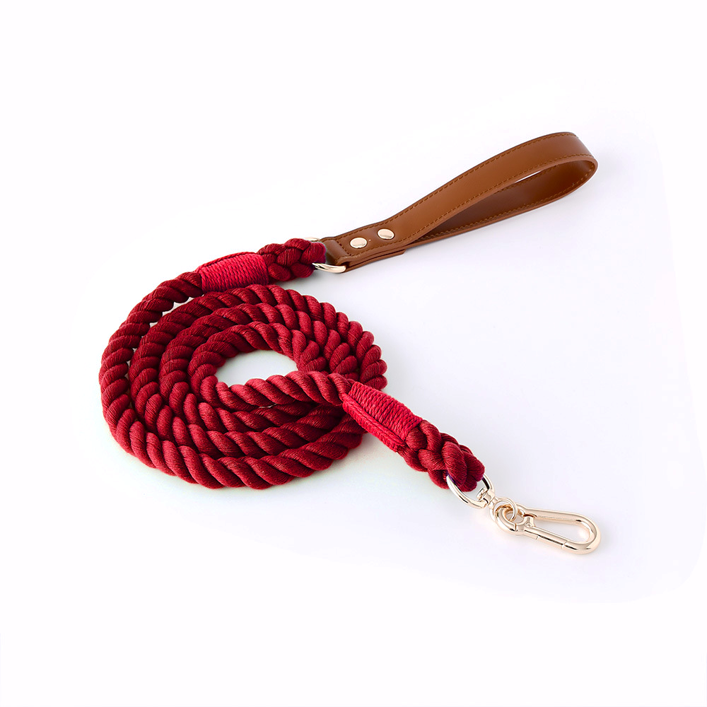 Citrus Ombre Cotton Rope Lead, Brown Trim - Wine