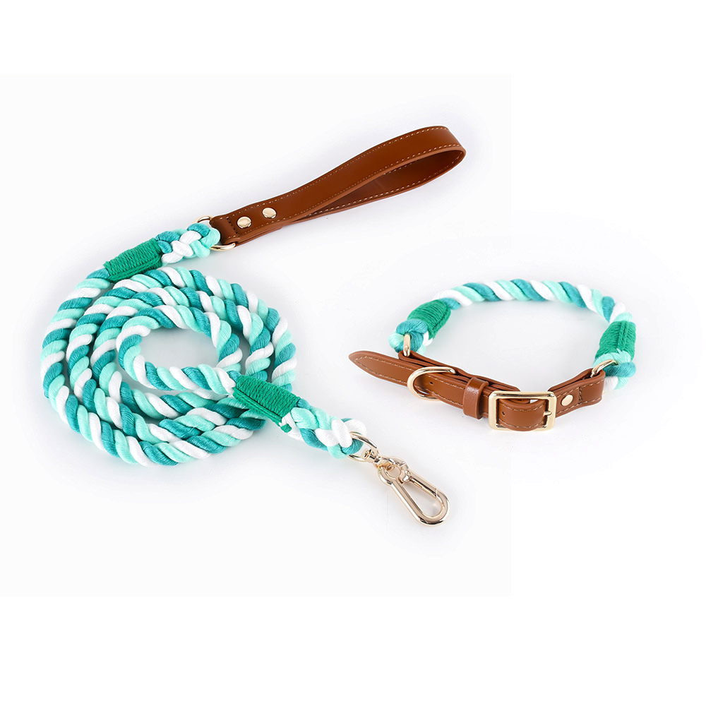 Citrus Ombre Cotton Rope Set, Brown Trim - Fern Green