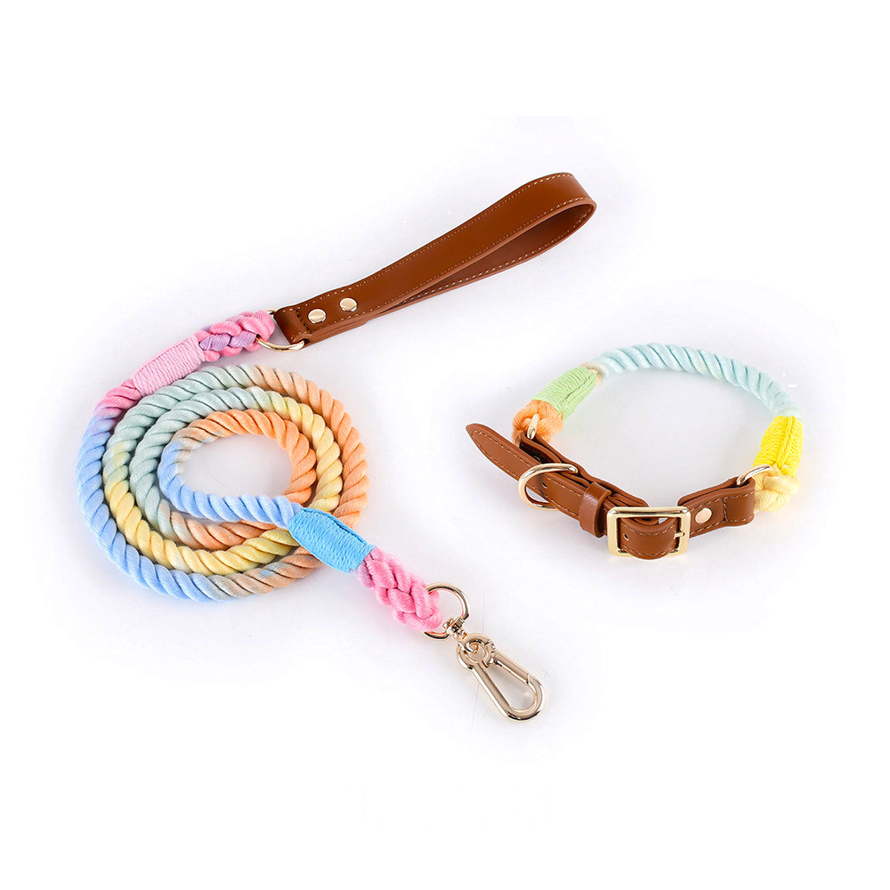 Citrus Ombre Cotton Rope Set, Brown Trim