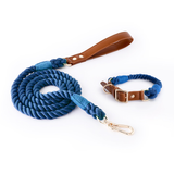 Citrus Ombre Cotton Rope Set, Brown Trim - Navy