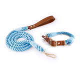 Citrus Ombre Cotton Rope Set, Brown Trim - Sky Blue