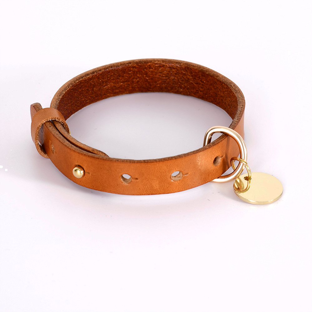 Keepsake Engravable Leather Collar for Cats & Small Dogs - Tan