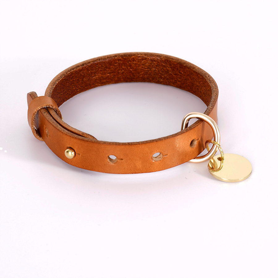 Keepsake Engravable Leather Collar for Cats & Small Dogs - Tan
