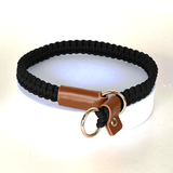 Slate Knotted Cord Collar, Tan Trim - Black