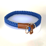 Slate Knotted Cord Collar, Tan Trim - Blue