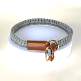 Slate Knotted Cord Collar, Tan Trim - Grey