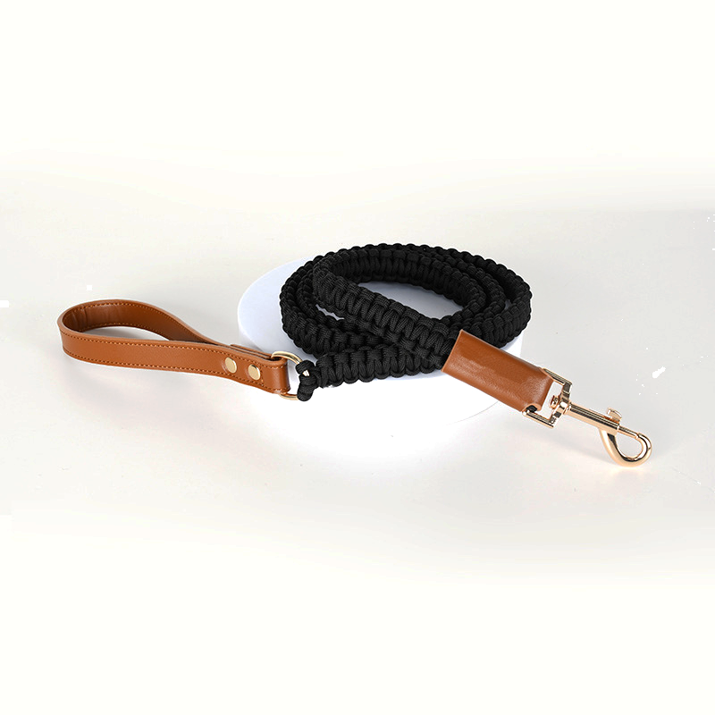 Slate Knotted Cord Lead, Tan Trim