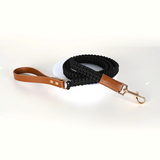 Slate Knotted Cord Lead, Tan Trim - Black