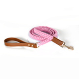 Slate Knotted Cord Lead, Tan Trim - Blush