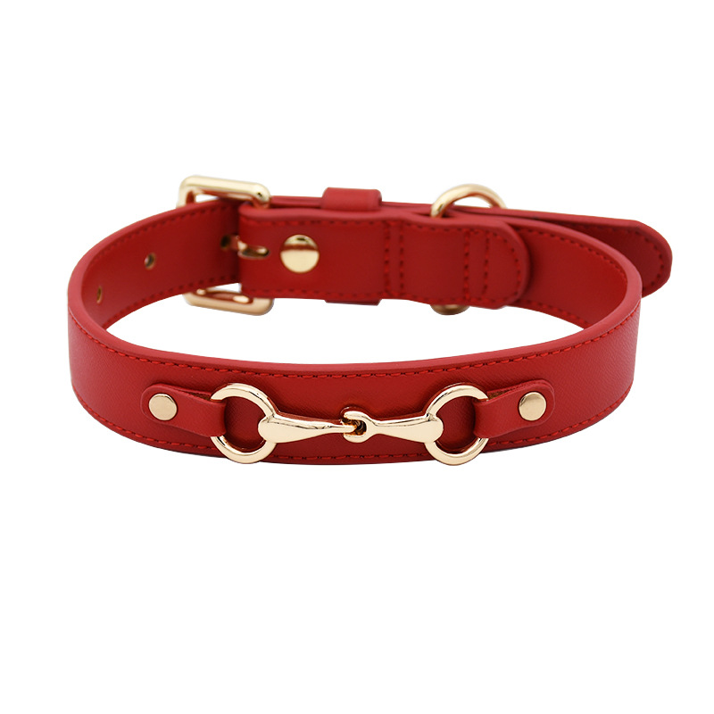 Cherry Red Leather Collar & Multi-Length Lead Set - Red