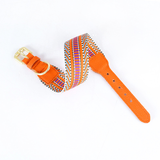 Leather Collar in Blue - Orange