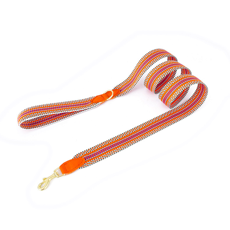 Leather Lead in Blue - Orange