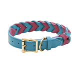 Tangerine & Ochre Braided Leather Collar - Blue