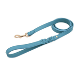 Tangerine & Ochre Braided Leather Lead - Blue