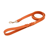 Tangerine & Ochre Braided Leather Lead - Orange