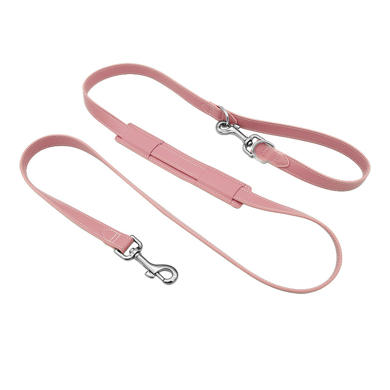 Caramel Double-Clip Walk Lead with Bag Holder - Blush