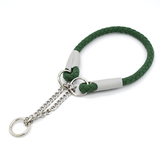 Sky Blue Braided Rope Collar with Half-Check Chain Collar - Forest