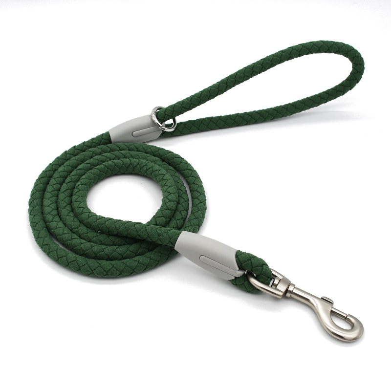 Sky Blue Braided Rope Lead with Half-Check Chain Collar