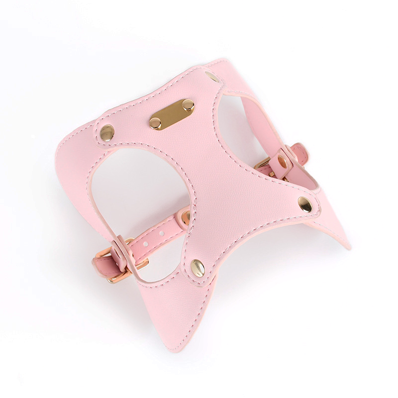 Duck Egg Blue Harness in Vegan Leather - Crystal Pink