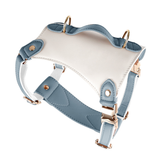 Ivory Two-Tone Harness, Collar & Lead Set in Vegan Leather - Grey Blue