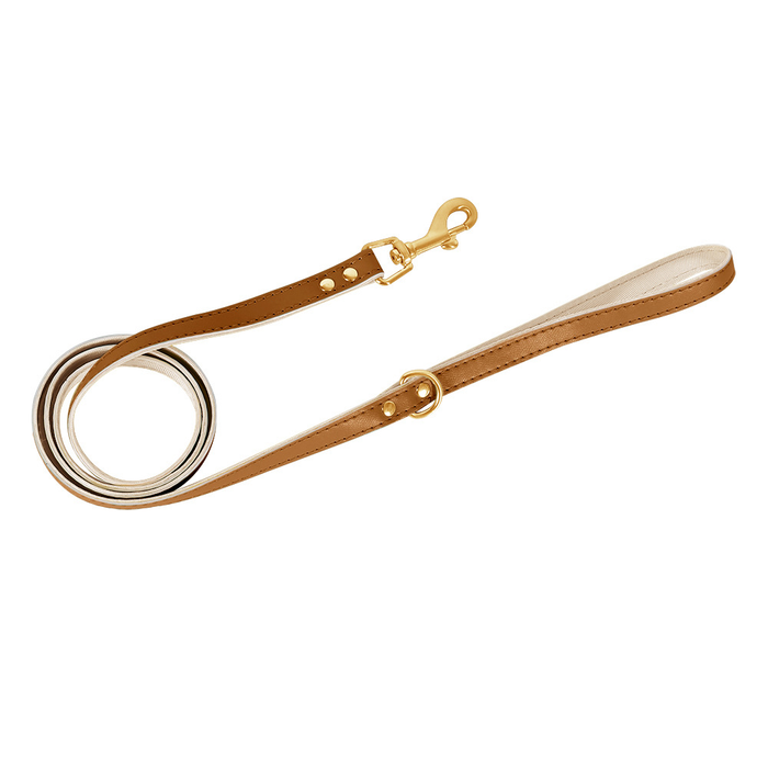Two-Tone Leather Lead in Navy & Ochre