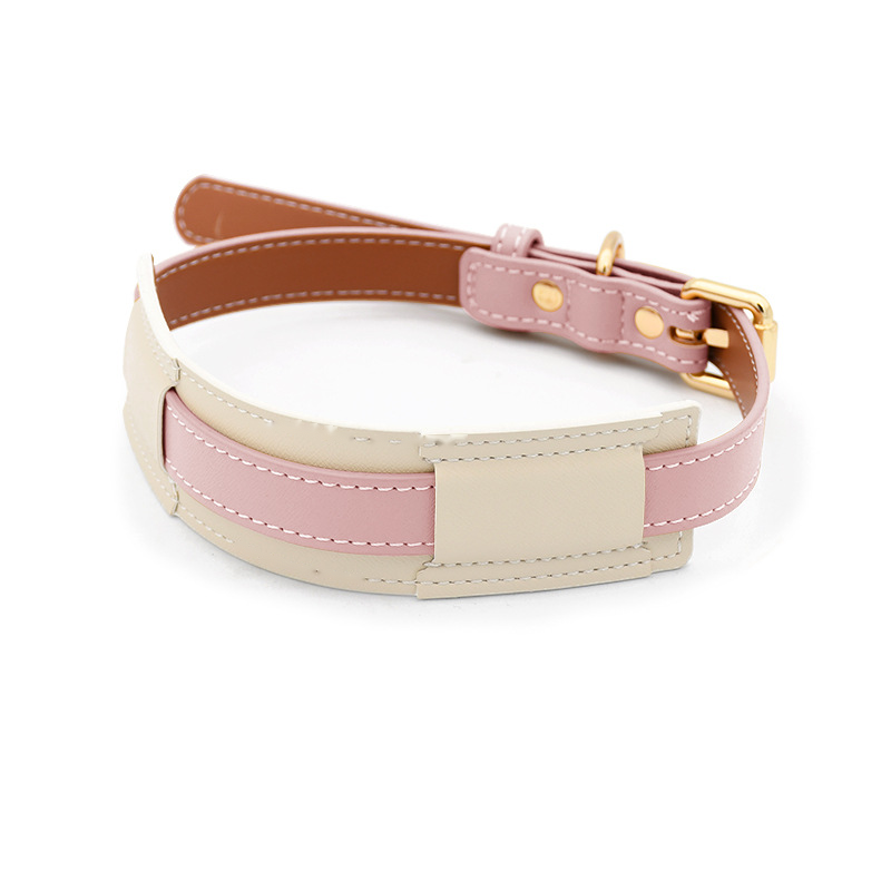 Cream Panel Collar for Medium to Large Dogs - Blush