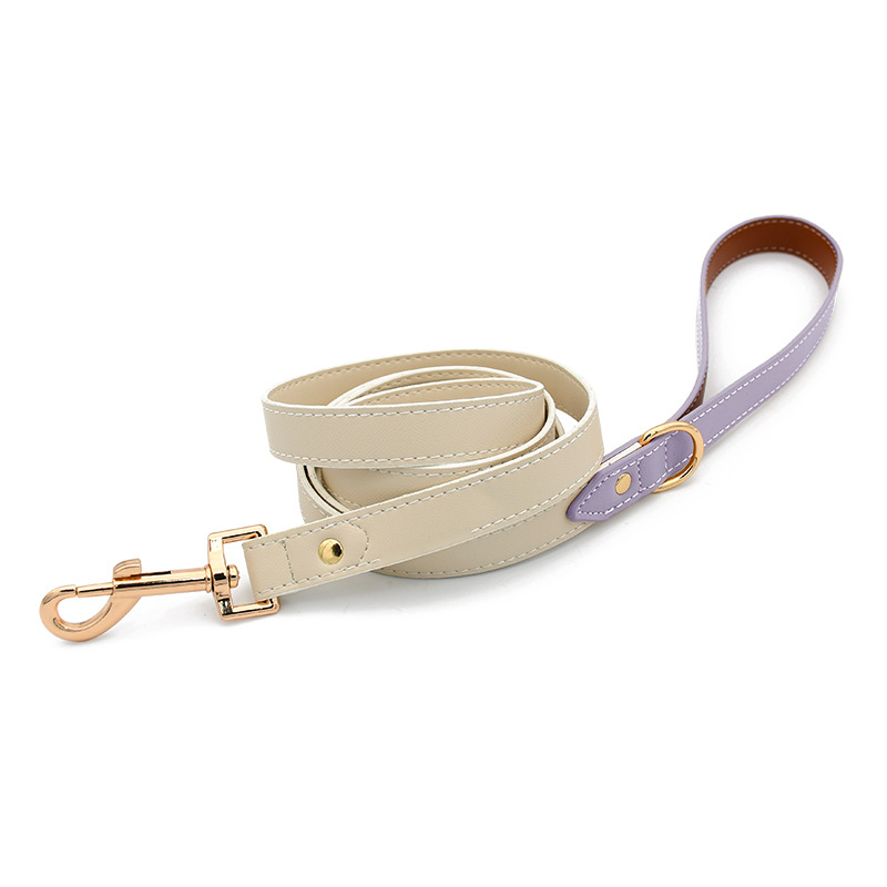 Cream Panel Lead for Medium to Large Dogs - Violet
