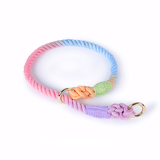 Slim Show-Style Slip Collar in Pastel Candy Stripes - Slip lead Macaron