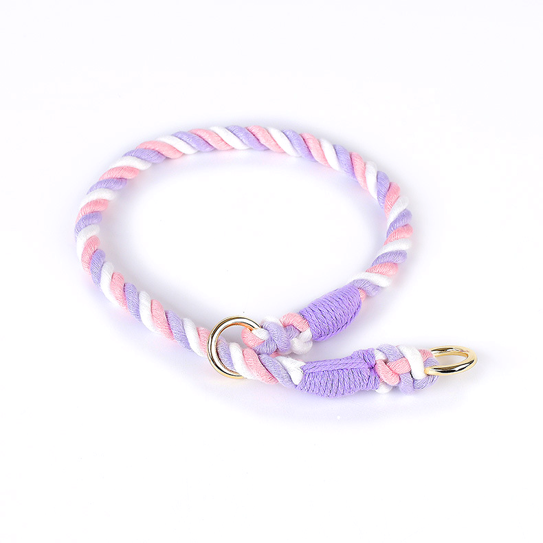 Slim Show-Style Slip Collar in Pastel Candy Stripes