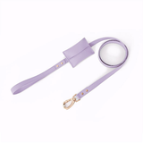 Integrated Pouch Walking Lead in Tan Vegan Leather - Lilac