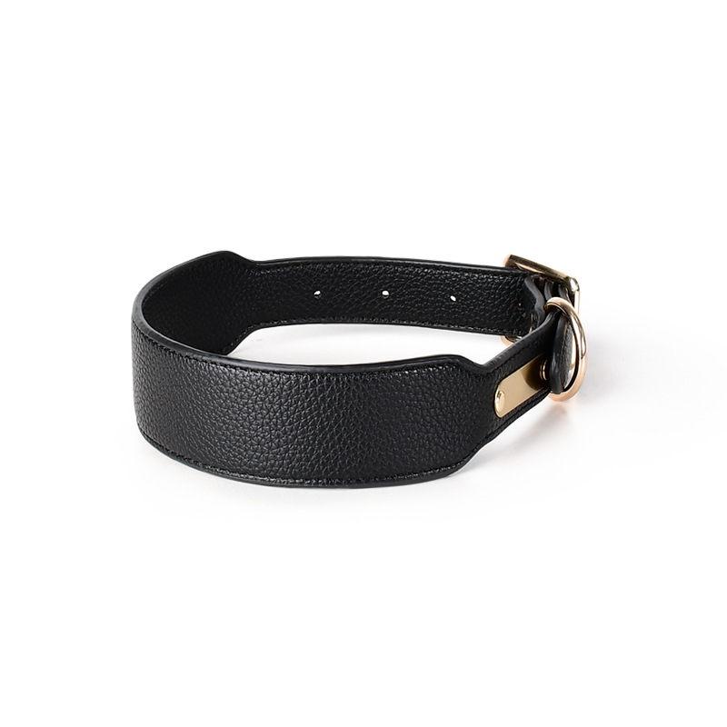 Saddle Tan Wide Contour Collar, Vegan Leather - Black