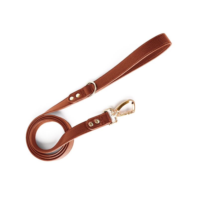 Saddle Tan Wide Contour Lead, Vegan Leather - Tan