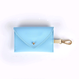 Blush Two-Tone Genuine Leather Poop Bag Holder Walk Set - Sky Blue