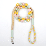 Chevron Hand-Braided Cotton Lead & Chain Slip Collar - Orange