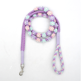 Chevron Hand-Braided Cotton Lead & Chain Slip Collar - Violet
