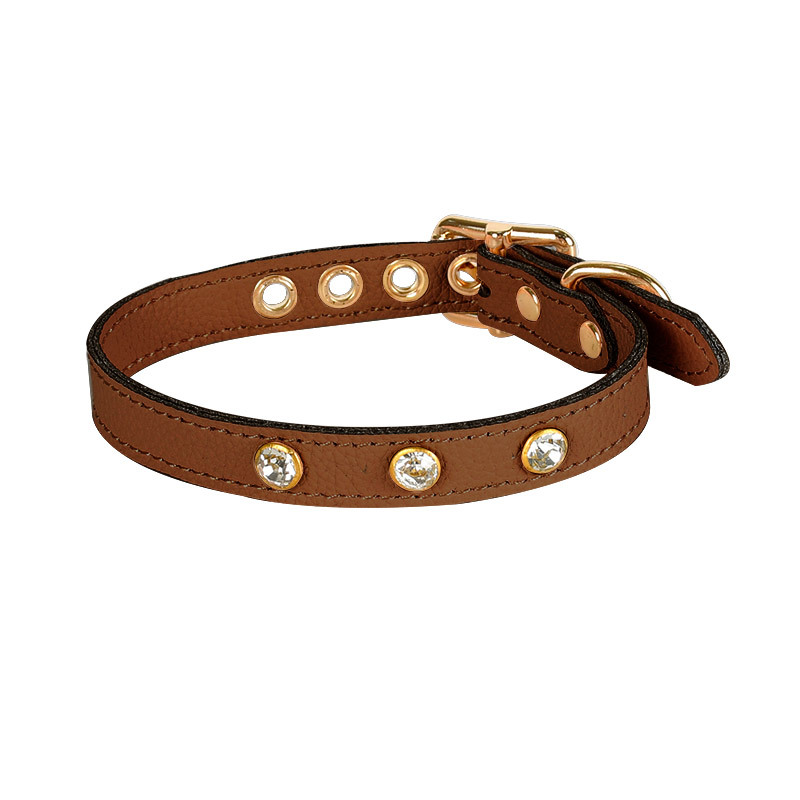 Blush Studded Genuine Leather Collar - Tan