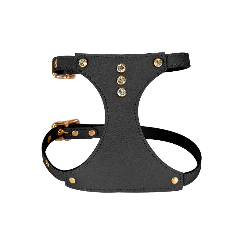 Blush Studded Genuine Leather Harness - Black