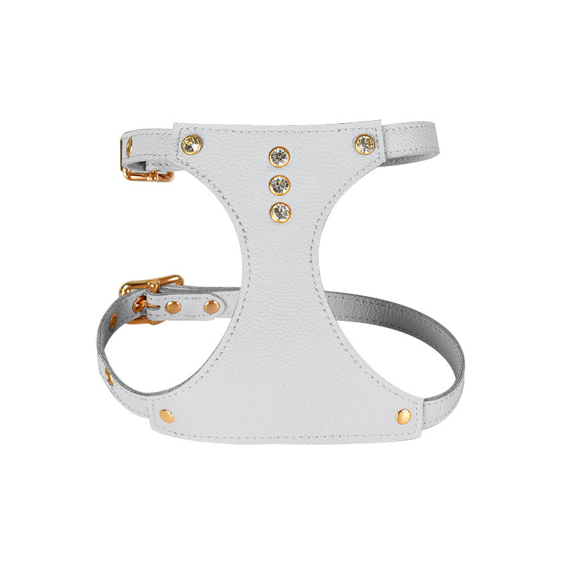 Blush Studded Genuine Leather Harness - Grey
