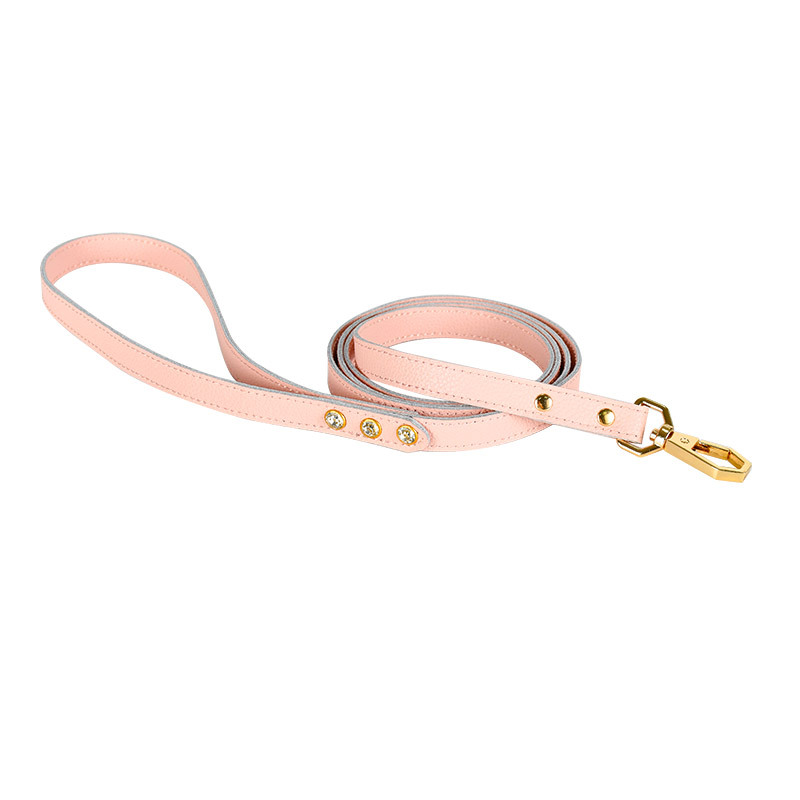 Blush Studded Genuine Leather Lead - Blush
