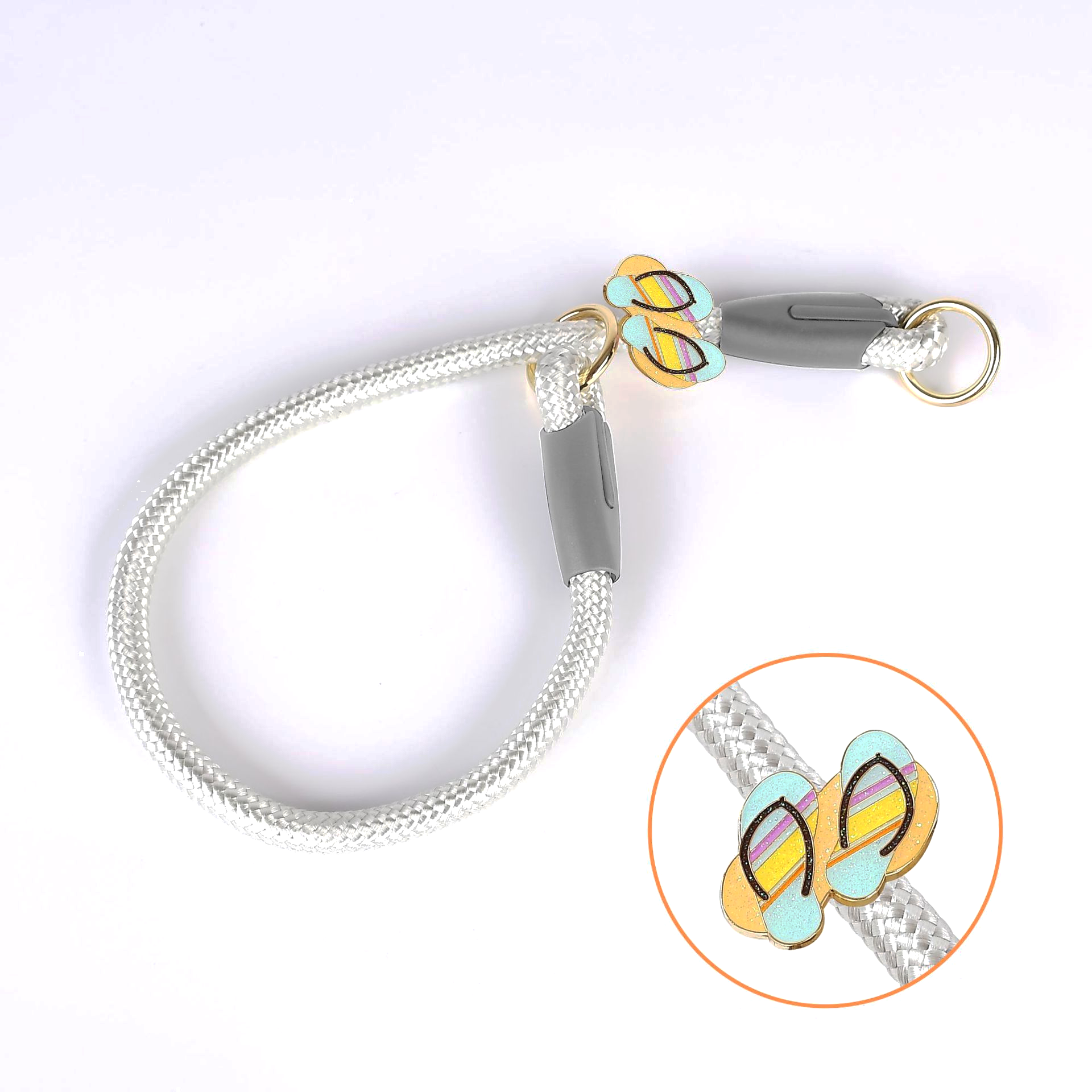 Fruit Charm Rope Slip Collar - Diamond Silver Beach sandal